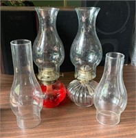 Pair of Lamplight Farms Glass Oil Lamps