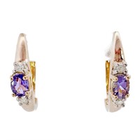 1/3 Carat Tanzanite & Diamond Earrings 10k