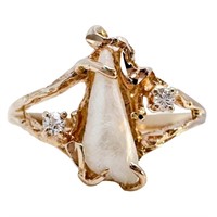 Baroque Pearl & Diamond 14k Yellow Gold