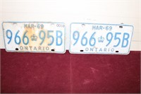 Matching 1969 Ontario Licence Plates