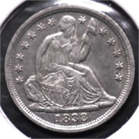 1838 HALF DIME AU