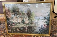 Framed Tapestry of Cottage