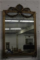 Antique French Mirror w/ gilt flowers, painted