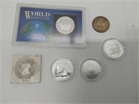 (6) miscellaneous silver rounds