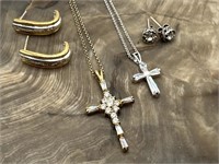 Sterling Cross Pendants, Necklaces & Earrings