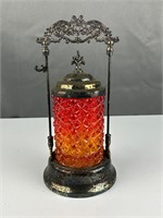 Beautiful antique amberina pickler