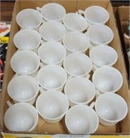 FLAT OF MILK GLASS TEA CUPS