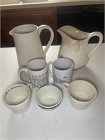 2 ceramic pitcher with coffee mugs