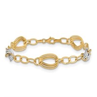 14 Kt- Two-tone Polished Fancy Link Bracelet