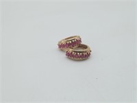 Sterling Gold Vermeil Ruby Hoop Huggies Earrings