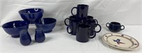 Cobalt Blue Stoneware Dishes, incl. Texas Plate,