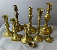 9 Brass Candle Sticks