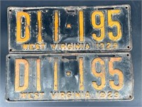 1929 WEST VIRGINIA LICENSE PLATE #90388 PAIR