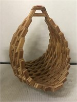 Wood. Carved.  Basket.  13in tall.
