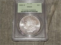 1880 S Morgan SILVER Dollar PCGS MS64 - WOW