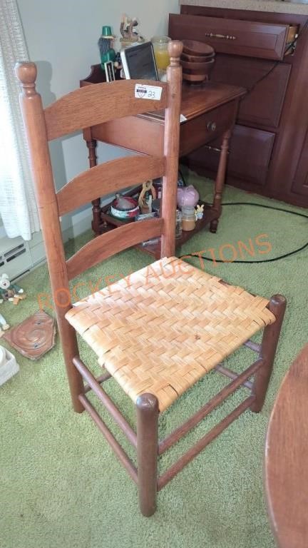 vintage dining chair with woven seat