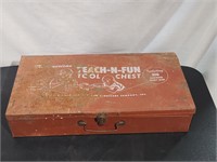 Vintage Metal Toy Chest with Misc