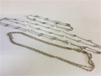 THREE SILVER 925 CHAIN NECKLACES ONE SET OF 2 ONE