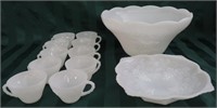 ANCHOR HOCKING PUNCH BOWL*CUPS*CANDY DISH