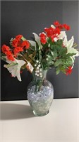 Artificial Flowers in Glass Vase