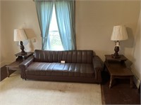 Couch, 2 End Tables & 2 Lamps