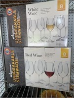 Wegmans 8 ea Red & White Wine Unbreakable Glasses