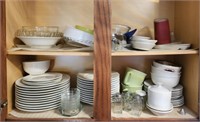 Contents of Cupboard. Plates, Pie Plates, Salt &