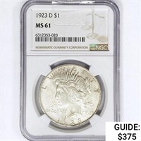 1923-D Silver Peace Dollar NGC MS61