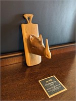 Vintage Hand Carved Rhino Wall Hanger