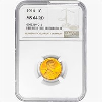 1916 Wheat Cent NGC MS64 RD