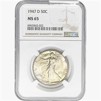 1947-D Walking Liberty Half Dollar NGC MS65