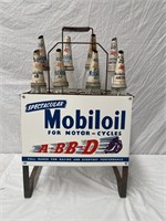Mobiloil oil bottle rack complete, repro sign only