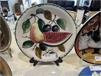 HAND PAINTED ITALIAN FRUIT PLATE AND PLATTER