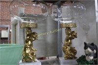 CHERUB PAIR OF GLOBE CANDLE LAMPS