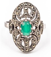Jewelry Sterling Silver Emerald Cocktail Ring