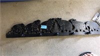 ELEPHANT CARVED WALL HANGING COAT RACK