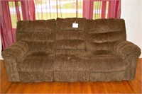 Dual Reclining Sofa - Brown Cloth Middle Backrest