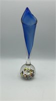 12" Art Glass Cobalt Millefiori Base Paperweight
