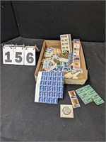 Group of Assorted Stamps & Coin