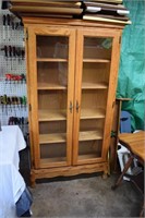 Solid Oak Cabinet with Glass Front Doors