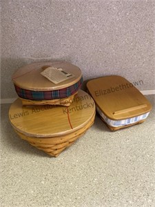 3 Longaberger baskets with lids