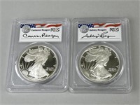 Pair of 1992-S Silver Eagle 1 Oz $1 Coins.