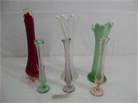 Lot (5) Art Glass Vases