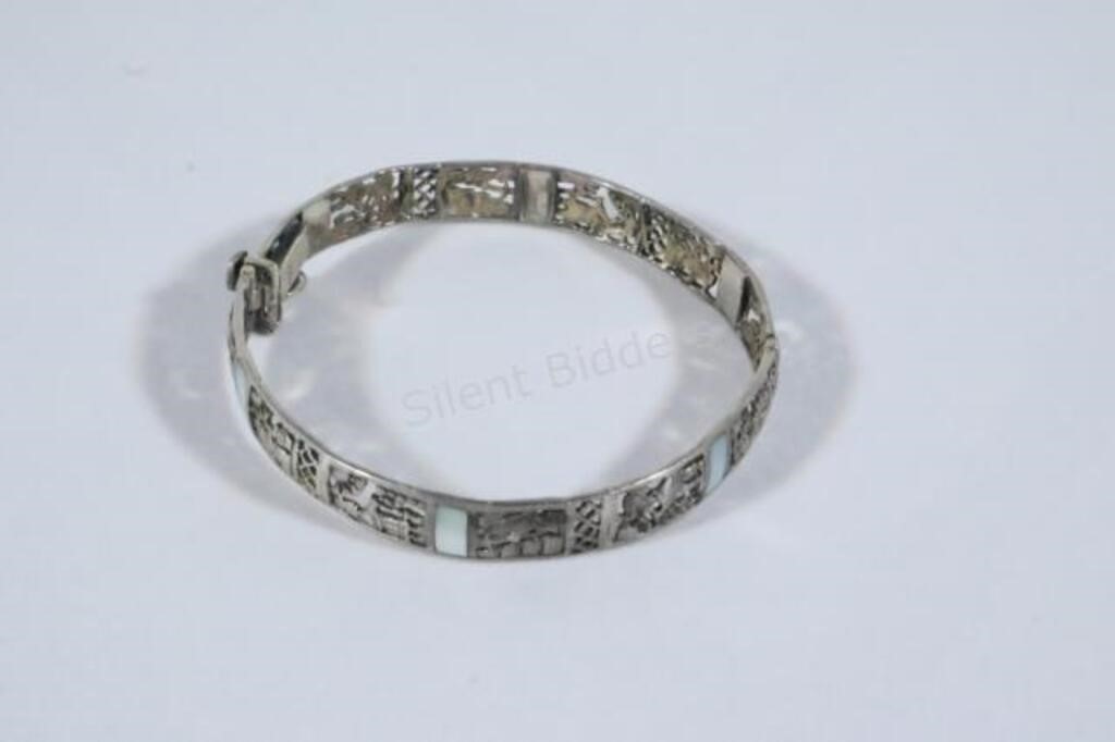Sterling Silver & Mother of Pearl Bangle
