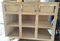 Unfinished Three Drawer, Two Shelf Cabinet