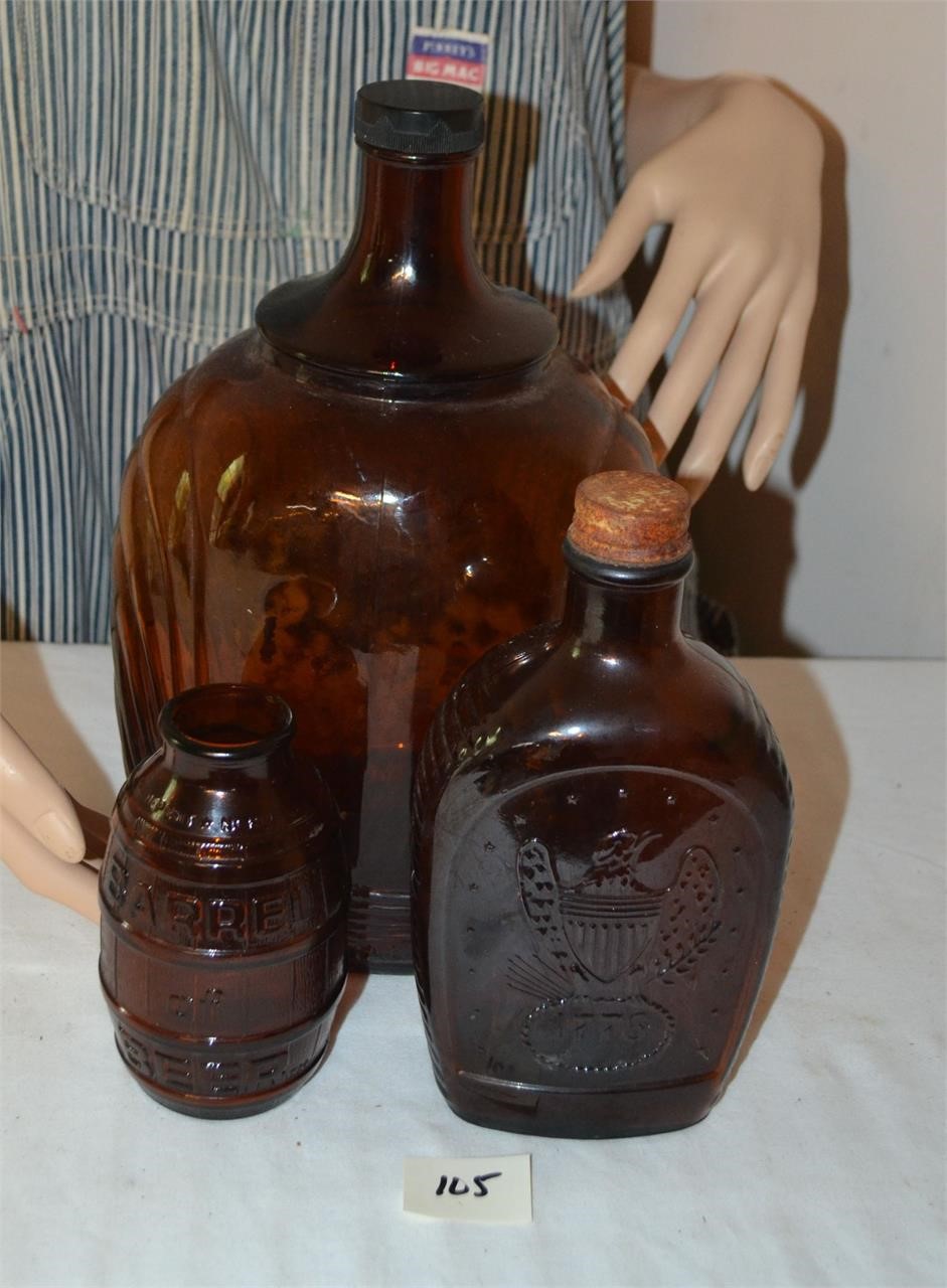 Vintage Amber glass bottles.