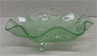 Green glass footed dish