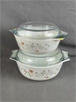 Pair of Pyrex Covered Bowls