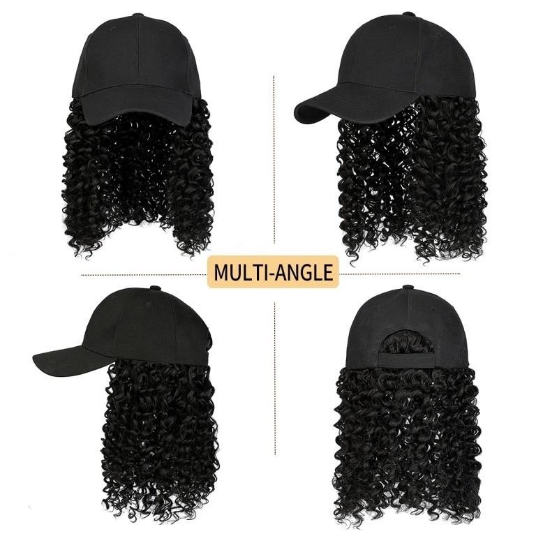 Black Baseball Cap with Hair Extensions