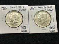1965 & 1967 Kennedy Half Dollars